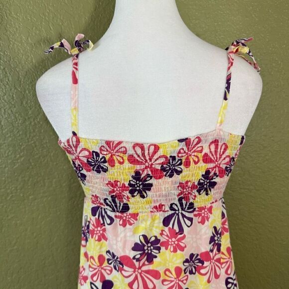 Esprit Women's 12 Flower Power Smocked Maxi Dress Vibrant Pink Yellow Ruffled - Picture 5 of 8